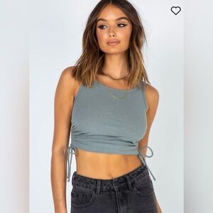 Princess Polly Madelyn Top Green | Cinched Tank Top